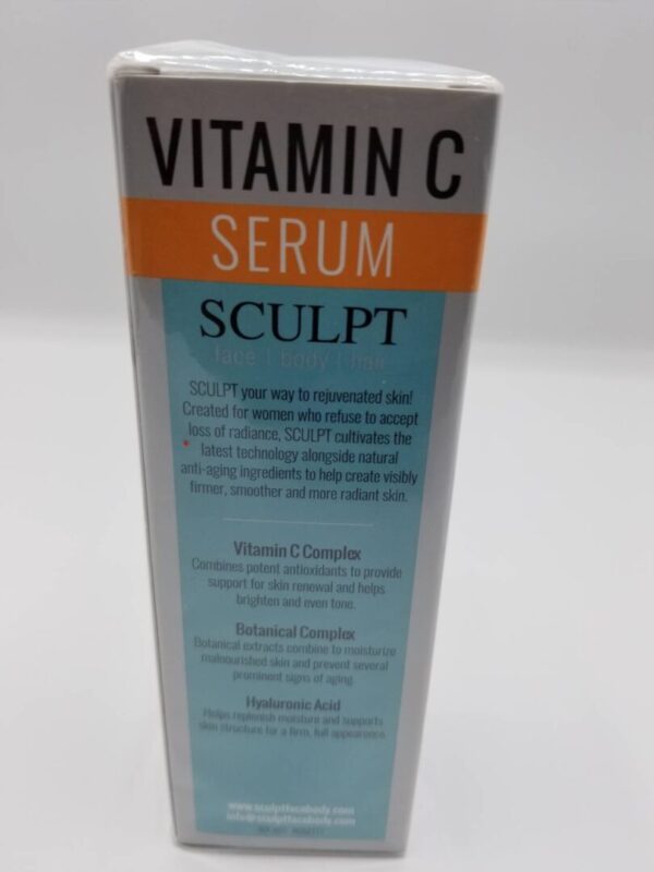 A bottle of vitamin c serum is shown.