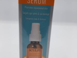 A bottle of vitamin c serum is shown.