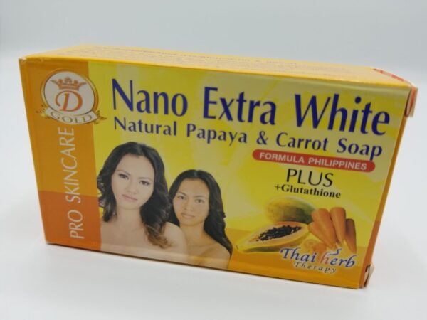 A box of soap that is orange and white.