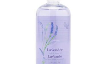 A bottle of CRABTREE & EVELYN's Lavender Bath and Shower Gel 16.9oz on a white background.