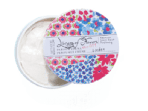 A jar of LIBRARY OF FLOWERS Linden Parfum Crema 2.5oz with a lid.