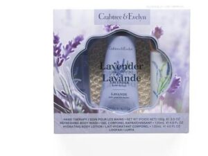 A CRABTREE & EVELYN 3pc Lavender Hand Therapy Body Wash And Lotion Essentials Collection.SET cleanses and moisturizes skin.