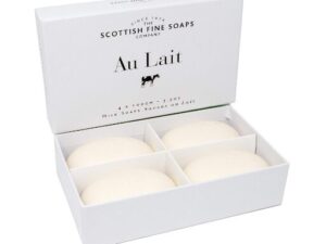 Scottish Fine Soaps Au Lait Shea Butter Milk Soaps - Boxed Set in a white box.