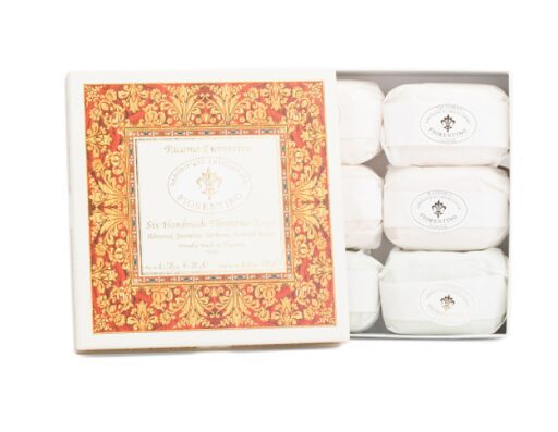 A box of SAPONIFICIO ARTIGIANALE FIORENTINO Handmade Florentine Soaps in a white box.