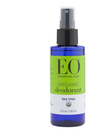 EO ESSENTIAL OILS ORGANIC Deodorant tea tree 4 FL oz/118mL organic deodorant spray.