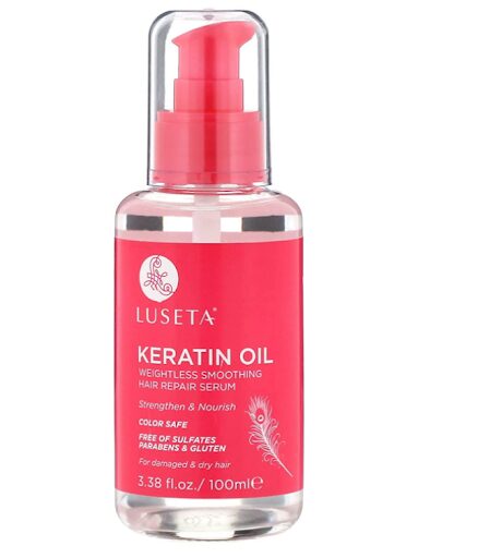 Luseta Keratin Hair Oil - Strengthening & Nourishing Serum in a bottle.