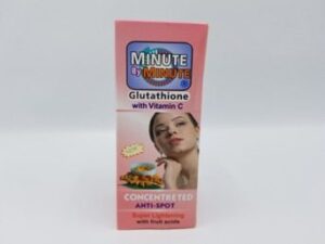 A box of MINUTE By MINUTE Glutathione with Vitamin C Dark Spot Remover on a white background.