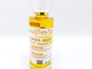 A bottle of Alpha Arbutin Concentre - 3 Day White oil on a white background.