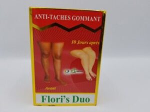 A box of FLORI'S DUO ANTI-TACHES GOMMANT LOTION EXFOLIANTE command.