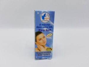 A tube of Blanchisseur GLULATHIONE To inject into your milk Xtra strong Anti-Spot Concentrate 20ml lot of 2 with an image of a woman's face.