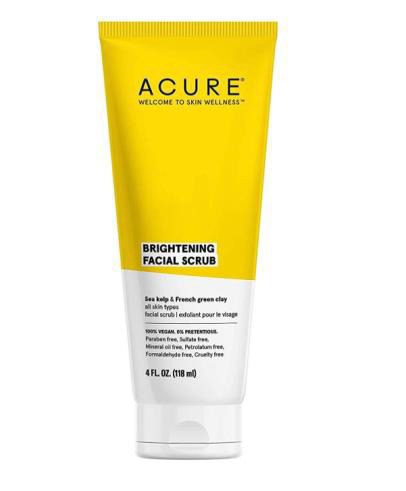 A tube of Acure Brightening Facial Scrub - 4 Fl Oz.