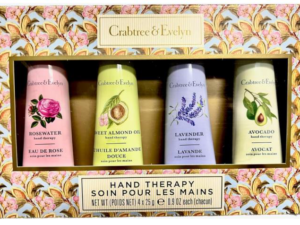 Cathy Ashley Crabtree & Evelyn Hand Therapy 4-Pack (0.9 oz Each) (Rosewater, Sweet Almond Oil, Lavender, Avocado).