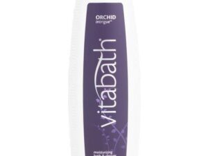 A bottle of VITABATH Orchid Intrigue Gelee 16oz on a white background.