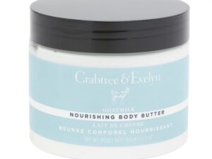 A jar of CRABTREE & EVELYN Goat Milk Body Butter Jar 12.07 fl oz isolated on a white background.