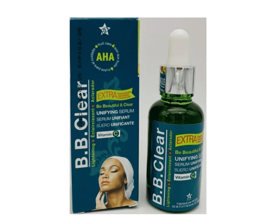 Box and dropper bottle of B.B. Clear Lightening Care Serum - 30ml by B.B. Clear, displayed against a white background.