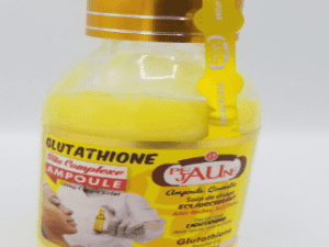 A bottle of Peau Jaune Glutathion Vita Complex Ampoule 125ml with a labeled expiration date and details in French.