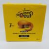 A box of eggs with yellow background