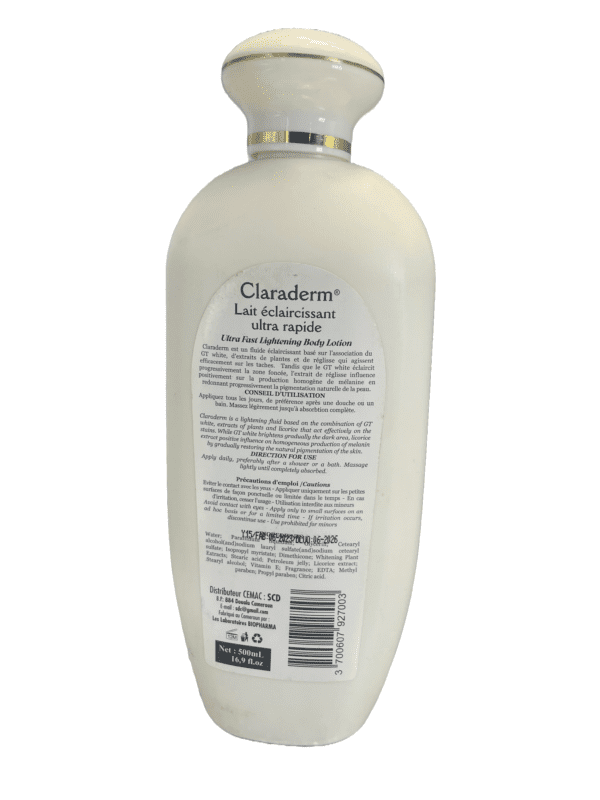 Claraderm Ultra Fast Lightening Body Lotion 500ml – Skin Brightening and Hydrating - Image 3